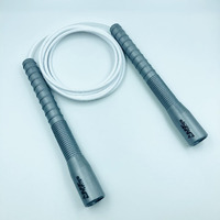 JUMP ROPES WORLD, LONG HANDLE 4MM | FREESTYLE ADJUSTABLE PVC | SKIPPING ROPE FOR MENS | (10ft, SILVER)