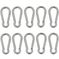 OLAHRAGA Small 304 Stainless Steel Carabiner Clip, Spring Snap Hook for Camping, Traveling Backpack Keychain or Outdoor (Pack of 10)