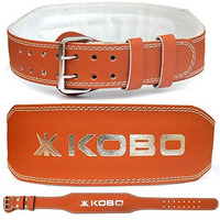 Kobo WTB-02 4  Leather Support Olympic Leather Weight Lifting Belt for Men and Women 4 Inch Back Support for Lifting, XL (Tan)