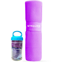 STRAUSS Anti-Microbial Sports Cooling Hand Towel | Microfiber Cloth | Quick Dry | Suitable for Running, Hiking, Camping, Travel, Gym Workout, Fitness, Yoga & Golf | 35 X10  | (Purple)