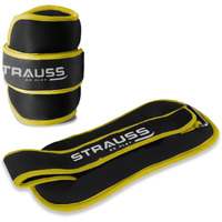 Strauss Adjustable Ankle Wrist Weights 0.5 KG X 2 | Ideal for Walking, Running, Jogging, Cycling, Gym, Workout & Strength Training | Easy to Use on Ankle, Wrist, Leg, (Yellow)