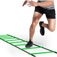 Strauss Agility Ladder | 8M Speed Training Ladder with 16 Adjustable Rungs | Speed Training Ladder for Men and Women | Ideal for Soccer, Football & Sports Training (Green)