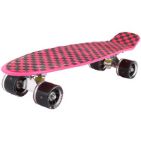 STRAUSS Cruiser Skateboard| Penny Skateboard | Casterboard | Hoverboard | Anti-Skid Board with High Precision Bearings | Wheels with Light |Ideal for All Skill Level,(Checkered Pink)