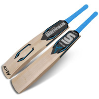STRAUSS Launcher Kashmir Willow Cricket Bat | Size: Short Handle (SH) | Suitable Only for Tennis Ball | Age group 13+ yrs | for Youth Adults | Anti Scuff Sheet & Bat Cover | Blue | (1050-1200 Grams