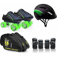 Jaspo Hyper-X Green-Black Intact Shoe Skate Combo(Shoe Skate+ Knee Guard+ Elbow Guard+ Helmet+ Bag) (7 UK (Foot Length 25.7 cms)
