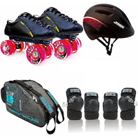 Jaspo Hyper-X Pink-Black Intact Shoe Skate Combo(Shoe Skate+ Knee Guard+ Elbow Guard+ Helmet+ Bag) (5 UK (Foot Length 24.5 cms)