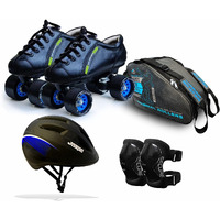 Jaspo Hail Stone Eco Shoe Skate Combo (Shoe Skates+ Helmet+Knee+Bag) (Size-4 UK (Age 10-11 yrs))