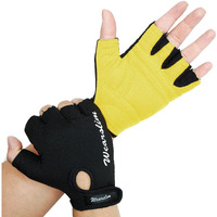 Wearslim Premium Workout Weight Lifting Fingerless Gym Gloves for Training, Exercise, Fitness Workout Hand Grips Exercises - Black & Yellow (Size- S)
