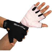 Wearslim Premium Workout Weight Lifting Fingerless Gym Gloves for Training, Exercise, Fitness Workout Hand Grips Exercises - Black & Pink (Size- S)