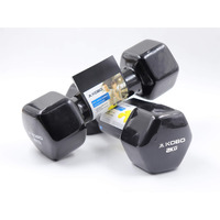 Kobo Vinyl Coated Iron Integrated Dumbbells Grippy Weights All-Purpose Color Coded Dumbbell for Strength Training (2 Kg x 2 = 4 Kg Pair, Black)