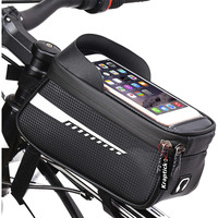 Kraptick Cycle Bicycle Bag, Cycle Bag Carrier, Cycle Bag for Mobile, Cycle Front Frame Bag with 3.5mm Audio Jack, Cycle Storage Pouch for Cycle Accessories- Mobile Phone, Keys, Wallet (Black)