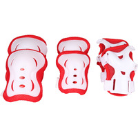 AIRAVAT Skating Guard, Cycling Protection Set, Protective Skating Guard Kit, Multi Sport Gear with 1 Pair Knee Support, Elbow Support, Palm Support (Medium - 7 Year to 12 Year, White Red Color)