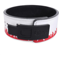 GRIFFIN GEARS Powerlifting Lever Gym Black Buckle With Red Fire Belt Power 10MM Extreme Heavy Duty Genuine Leather Belts-Squats Deadlifts Bodybuilding Weight Lifting IPF Strongman for Men(M-32 -41 )