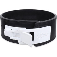 GRIFFIN GEARS Powerlifting Lever Gym White Buckle With Black Belt Power 13MM Extreme Heavy Duty Genuine Leather Belts-Squats Deadlifts Bodybuilding Weight Lifting IPF Strongman for Men(Small-26 -34 )
