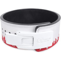 GRIFFIN GEARS Powerlifting Lever Gym White Buckle With Red Fire Belt Power 13MM Extreme Heavy Duty Genuine Leather Belts-Squats Deadlifts Bodybuilding Weight Lifting for Men(Small-26-34 Inch)