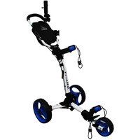 Axglo (Canada s No. 1) 3 Wheel Trilite Ultra Compact Foldable Aluminium Golf Trolley Cart (FREE Umbrella Holder & Beverage Holder) (Black Black)