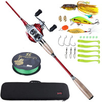 Sougayilang Fishing Baitcasting Combos, Lightweight Carbon Fiber Fishing Pole and 11+1BB Fishing Reel Right Hand for Travel 4-Piece Salt Fresh Water-Right Hand 6.9FT with Carrier Bag