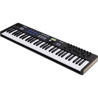 Arturia KeyLab Essential 61 mk3 MIDI Controller with 61 Velocity-Sensitive Keys, 9 Encoders, 9 Sliders, 8 RGB Pads - USB-C, Midi Out, LCD Screen, Bundled Software and DAW Integration - Black