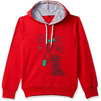 T2F Unisex-Child Cotton Regular Fit Hooded Neck Sweatshirt (Bys-Ss-08_Multicolor_7-8 Years_Red_7 Years-8 Years)