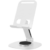Dyazo Metal Foldable Mobile Stand |Mobile Holder with 360 Rotating Base| Adjustable Angle & Height Levels|Robust Structure|Compatible for All Smart Phone Upto 9 inches -(Grey)