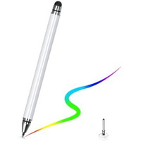 Elfora 2 in 1 Universal Stylus Pen for iOS, Android & Windows | High Precision Capacitive Pen with Replaceable Nib | Lightweight Aluminum Body | Fine Point Disc Tip Touch Screen(White)