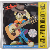 ALICE A206 Acoustic Guitar String Set, Staninless Steel Plain String, Copper Alloy Winding, (Phosphor Bronze Color) Anti-Rust Coating