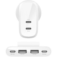 Belkin 60W (30w + 30W) Dual USB-C PPS Fast Charging Wall Charger | 2 Meter Power Extender with 4-Port (2 USB-C & 2 USB-A) | Compatible with iPhone 16, 15, 14, 13, 12, iPad, Galaxy S24, Google Pixel