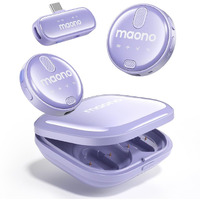 MAONO Wireless Collar Mic for YouTube PC and Type C Mobile, Noise Cancellation Lapel mic with 6H Battery, 100m Transmission, Gain, Mute, Monitoring for YouTube, Vlogging, Podcasting (WM620-Purple)