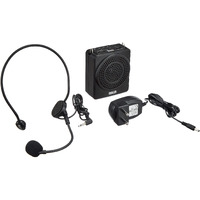 Ahuja Portable PA Neckband System NBA-20Dp Rechargeable with 1 Neckband Mic with USB and SD Card Input, Black, 340gms
