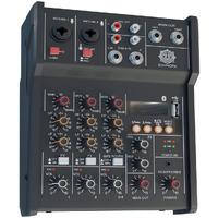 DIGIMORE Audio Mixer 4 Channel for Stage Live Studio Stereo Recording DJ Sound Board Console System Interface with 48V Phantom Power | HI-Z Function (D-200)