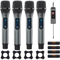 DIGIMORE UHF Wireless Microphone with Rechargeable Receiver and Mic System for House Parties, Outdoor Party, Singing, Classroom (Four Channel Cordless) (D-360)