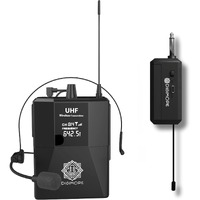 DIGIMORE UHF Wireless Microphone - Portable Cordless Microphone Set with Headset Mic, Bodypack Transmitter, Receiver  Karaoke, Conference, Stage Performances, Wedding, DJ, Party, Speech (D-341)