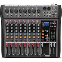 DIGIMORE Professional 8 Channel Mixer | 8 XLR + 6.35MM Input Ports | USB MP3 & BT Support | 48V Phantom Power | Delay & Repeat FX | Stereo Output | Stereo Control Room, Headphone, Aux, EFF Outs D-260