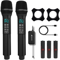 DIGIMORE UHF Dual Wireless Microphone System with in-Built Sound Card | Voice Change, Echo, Bass Etc. | 150ft Range | for House Parties, Outdoor Party, Singing, Classroom (D-356)