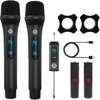 DIGIMORE UHF Dual Wireless Microphone | 36 Channels | 328ft Range| 8Hrs Battery Life| Type-C Charging |Perfect for Singing, Karaoke & Live Performances (D-350 Pro)