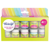 Fevicryl Acrylic Colours Pastel Kit | 10 Colours x 15 ml | DIY Paint, Rich Pigment | Multicolour & Multi-surface | Non-Cracking Paint for Canvas, Wood, Leather, Earthenware, Metal