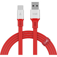 boAt Type C A750 6.5A Super Fast Charging Flat Cable Cable w/Stress Resistance, Upto 65W/6.5Amp & Compatible w/Xiaomi, Oneplus, Samsung, Vivo, Oppo, 480 Mbps Data Transmission Speed(Radiant Red)