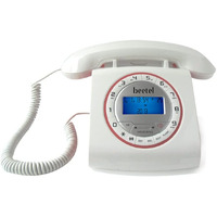 Beetel M73 Caller ID Corded Landline Phone with 16 Digit LCD Display, Retro Design, Alphanumeric Keypad, 2-Way Speaker Phone, Adjustable Ringing (White & Red)(M73)