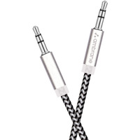 Ambrane Unbreakable 3.5mm Male to Male AUX Stereo Audio Cable for Smartphone, 1.5 Meter (5 Feet) - (ABCAX-10, Black & Grey)