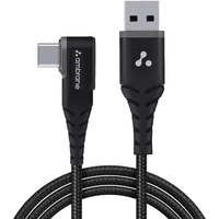 Ambrane Type C Mobile Charging Cable 3A Fast Charging, 1 Meter, L Shaped Braided Cable, 480Mbps Data Transfer for Smartphones, Tablets, Laptops & Other Type C Devices (ABLC10, Black)