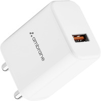 Ambrane 18W Wall Charger USB Port, Quick Charge 3.0, BoostedSpeed Mobile Charger Adapter Fast Charging, Compatible with Android Mobile, Headphones, TWS, Game Console, Power Banks(RAAP M10,White)