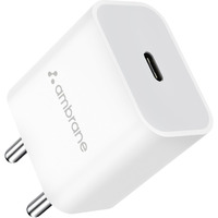 Ambrane 20W Type C Mobile Charger Adapter, Fast Charging for Android, iPhone 14/13,13/12/11/X & Pro, Max Series & Other Type C Enabled Devices, PD Technology, BIS Certified (Raap M20, White)