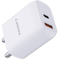 Ambrane 30W Dual Output Fast Charger/Adapter with QC & PD Technology for iPhone, Android & Other Devices, Made in India, Multi-Layers Protection, Compact Size (RAAP H33, White)