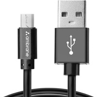 Ambrane 2.4A Fast Charging Output Cable with Micro to USB for Mobile, Neckband, True Wireless Earphone Charging, 480mbps Data Sync Speed, 1m Length (ACM - AZ1, Black)