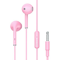 Ambrane Wired in Ear Earphones with in-line Mic for Clear Calling, 14mm Dynamic Drivers for BoostedBass, 3.5mm Jack, Multi-Functional Controller (Stringz 38 Lite, Pink)