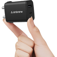 Ambrane 30W Dual Port GaN Charger, USB & Type C Port with QC & PD Technology, Fast Charging Compatible with iPhone, iPad, Google Pixel, Samsung, Redmi, Mi, Oppo and More (Charge 30, Black)