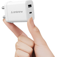 Ambrane 30W Dual Port GaN Charger, USB & Type C Port with QC & PD Technology, Fast Charging Compatible with iPhone, iPad, Google Pixel, Samsung, Redmi, Mi, Oppo and More (Charge 30, White)