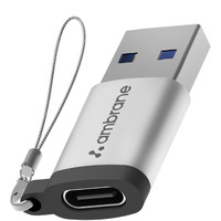 AMBRANE USB Type C Female to USB Male OTG Adapter with 5 Gbps High-Speed Data Transfer, Compatible with Laptops, Tablets, Smartphone, Chargers and More Devices (AOTG-A1, Grey)