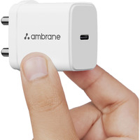 Ambrane 25W Type C Mobile Charger Adapter, Fast PPS Type C Charging for Samsung Smartphones, iPhone 15/14/13/12/11/X & Pro, Max Series & Other Type C Devices, PD Technology (Charge 25, White)