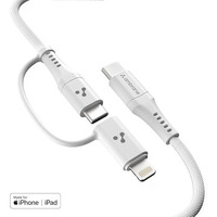 Ambrane 2 in 1 MFi Certified Cable | 60W Type-C & 27W iPhone Fast Charging | Type-C to Lightning, USB-C to USB-C | Compatible with iPhone, Android, Laptops & Other Devices - 4 Ft. (AMCL-Duo-12, White)